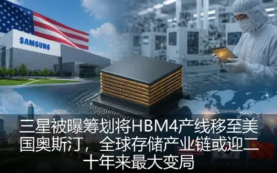 三星被曝筹划将HBM4产线移至美国奥斯汀，全球存储产业链或迎二十年来最大变局