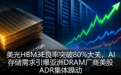 美光HBM3E良率突破80%大关，AI存储需求引爆亚洲DRAM厂商美股ADR集体躁动