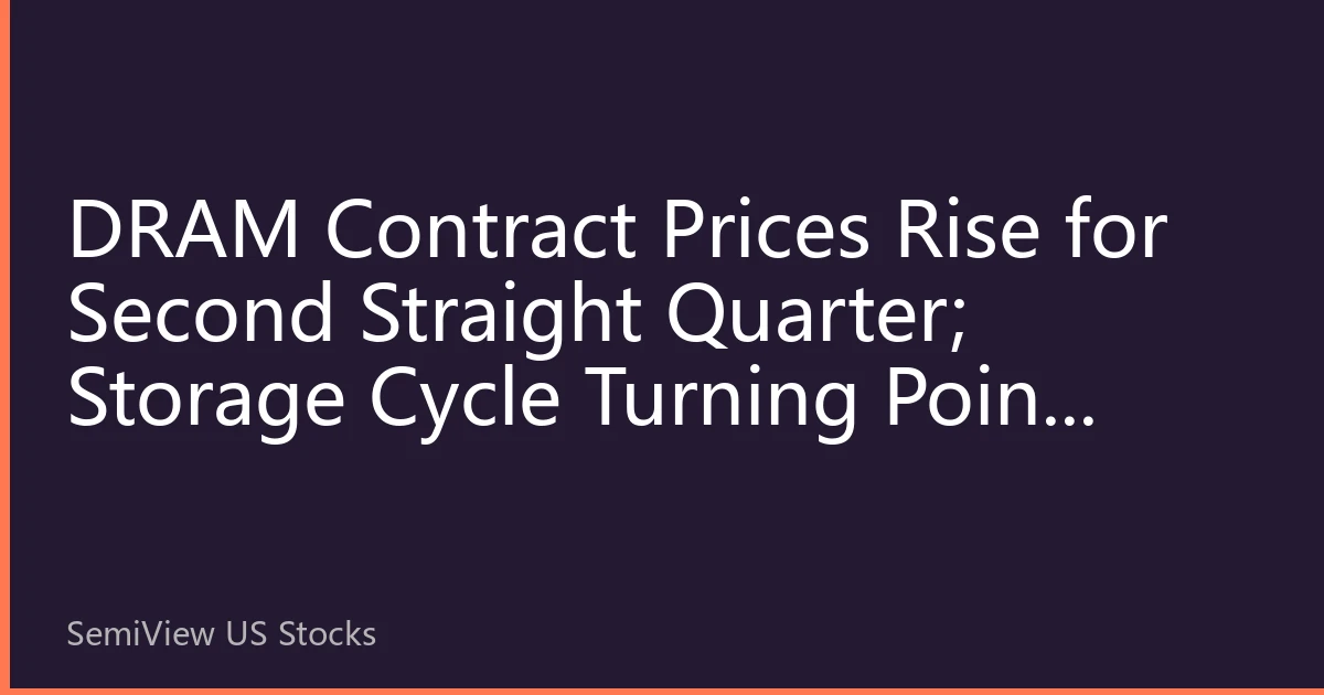 DRAM Contract Prices Rise for Second Straight Quarter; Storage Cycle Turning Point Confirmed, Asian Memory Chip ADRs Draw Strong Capital Inflows
