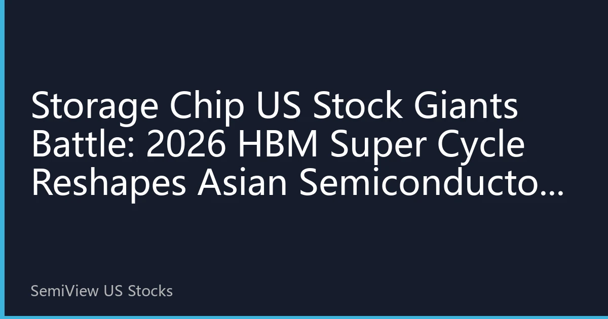 Storage Chip US Stock Giants Battle: 2026 HBM Super Cycle Reshapes Asian Semiconductor ADR Landscape