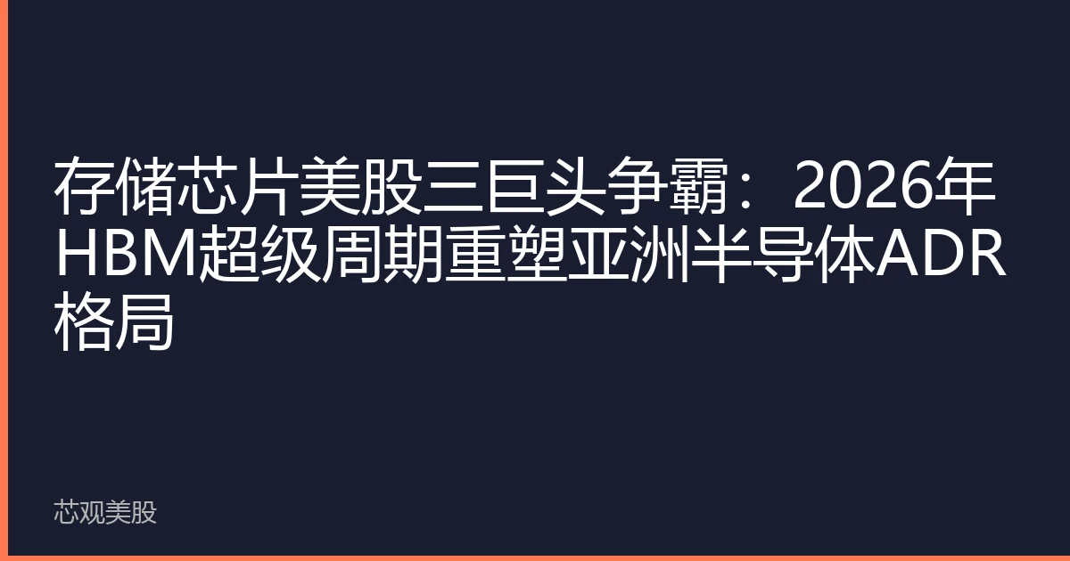 存储芯片美股三巨头争霸：2026年HBM超级周期重塑亚洲半导体ADR格局