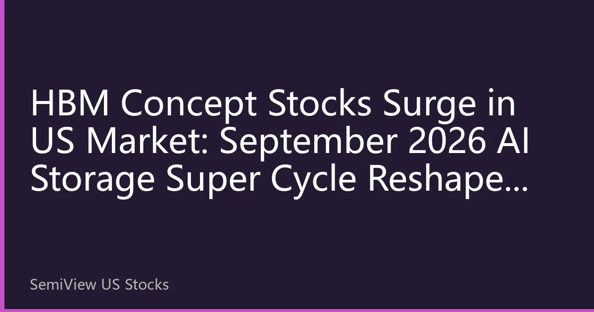 HBM Concept Stocks Surge in US Market: September 2026 AI Storage Super Cycle Reshapes Asian Semiconductor ADR Landscape