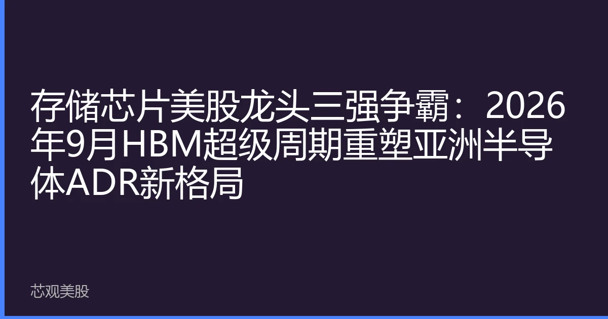 存储芯片美股龙头三强争霸：2026年9月HBM超级周期重塑亚洲半导体ADR新格局