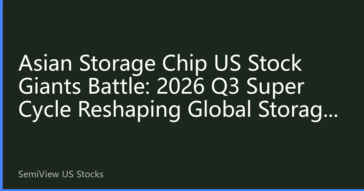 Asian Storage Chip US Stock Giants Battle: 2026 Q3 Super Cycle Reshaping Global Storage Landscape