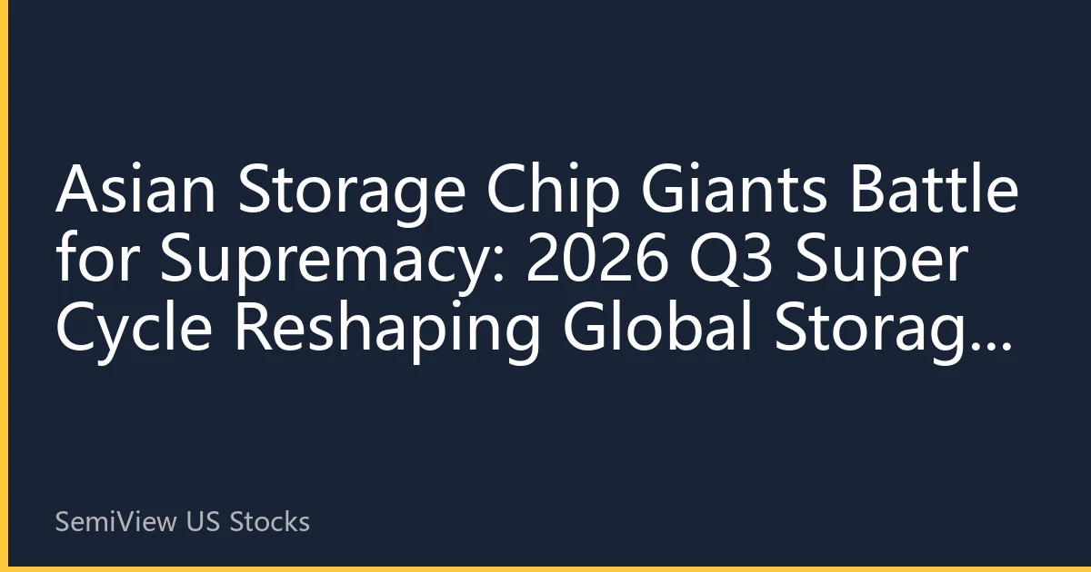 Asian Storage Chip Giants Battle for Supremacy: 2026 Q3 Super Cycle Reshaping Global Storage Landscape