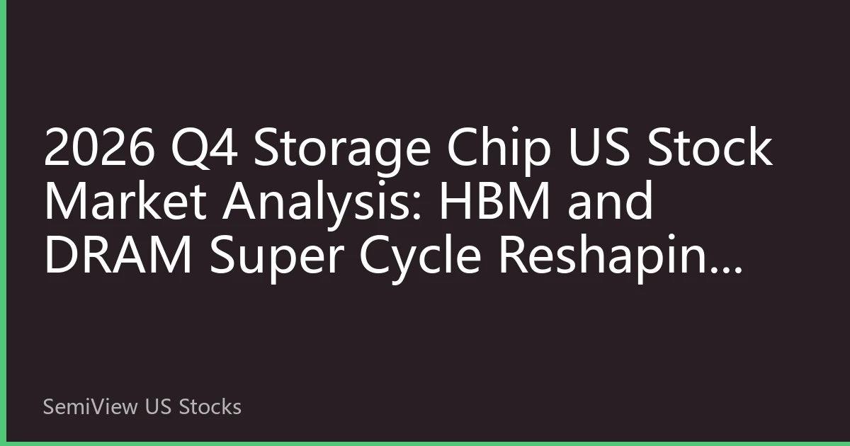 2026 Q4 Storage Chip US Stock Market Analysis: HBM and DRAM Super Cycle Reshaping Investment Landscape