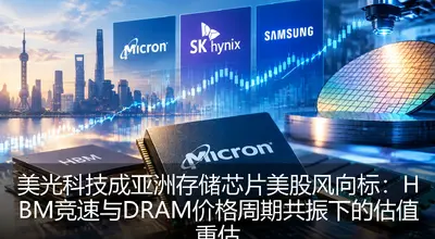 美光科技成亚洲存储芯片美股风向标：HBM竞速与DRAM价格周期共振下的估值重估