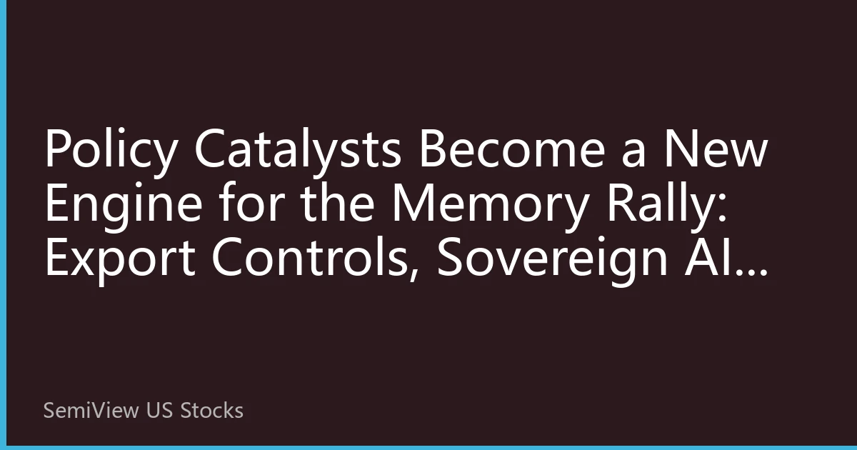 Policy Catalyzes New Engine for Storage Market: Export Controls, Sovereign AI, and Subsidy Competition Reshape Asian Storage Chip ADR