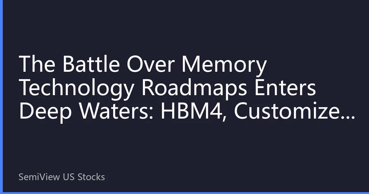 The Battle Over Memory Technology Roadmaps Enters Deep Waters: HBM4, Customized HBM, and CXL Reshuffle Asian Memory ADR Valuation Rankings